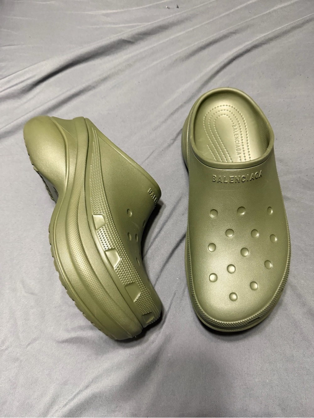 Balenciaga x Crocs Rubber Mules - Green/Kahki- Size 45